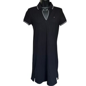 Tommy Hilfiger Polo Shirt Dress Sz XS Black Preppy Tennis‎ Prep Sporty